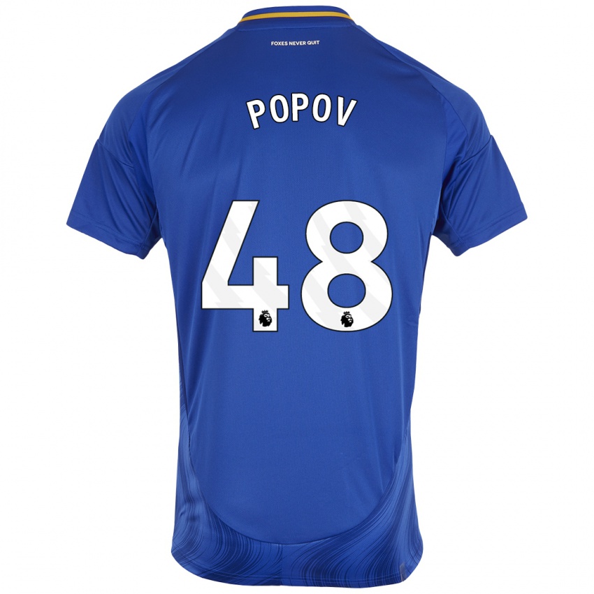 Niño Camiseta Chris Popov #48 Azul Blanco 1ª Equipación 2024/25 La Camisa Argentina