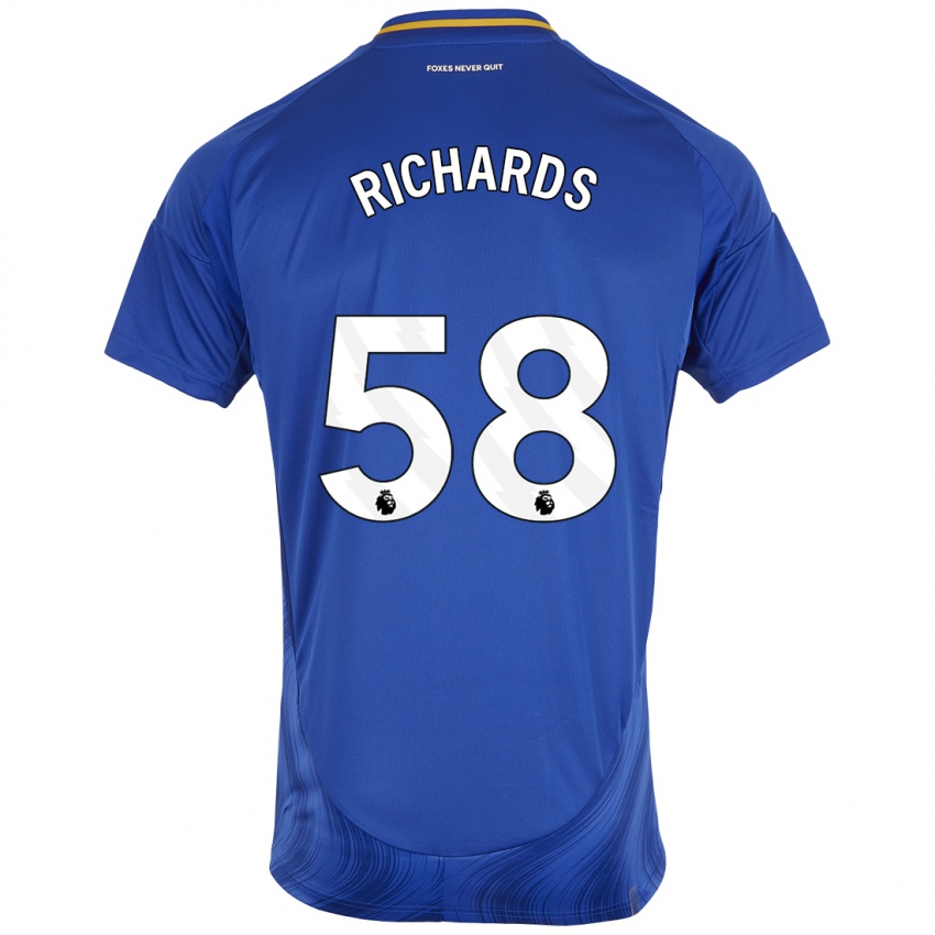 Niño Camiseta Amani Richards #58 Azul Blanco 1ª Equipación 2024/25 La Camisa Argentina