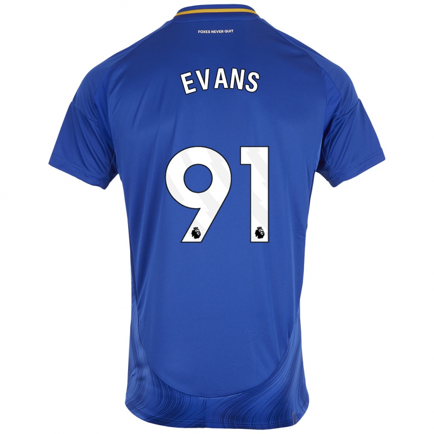 Niño Camiseta Jake Evans #91 Azul Blanco 1ª Equipación 2024/25 La Camisa Argentina