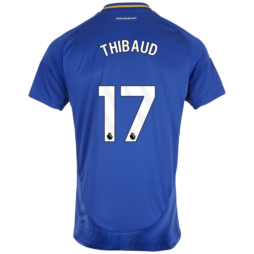 Niño Camiseta Julie Thibaud #17 Azul Blanco 1ª Equipación 2024/25 La Camisa Argentina