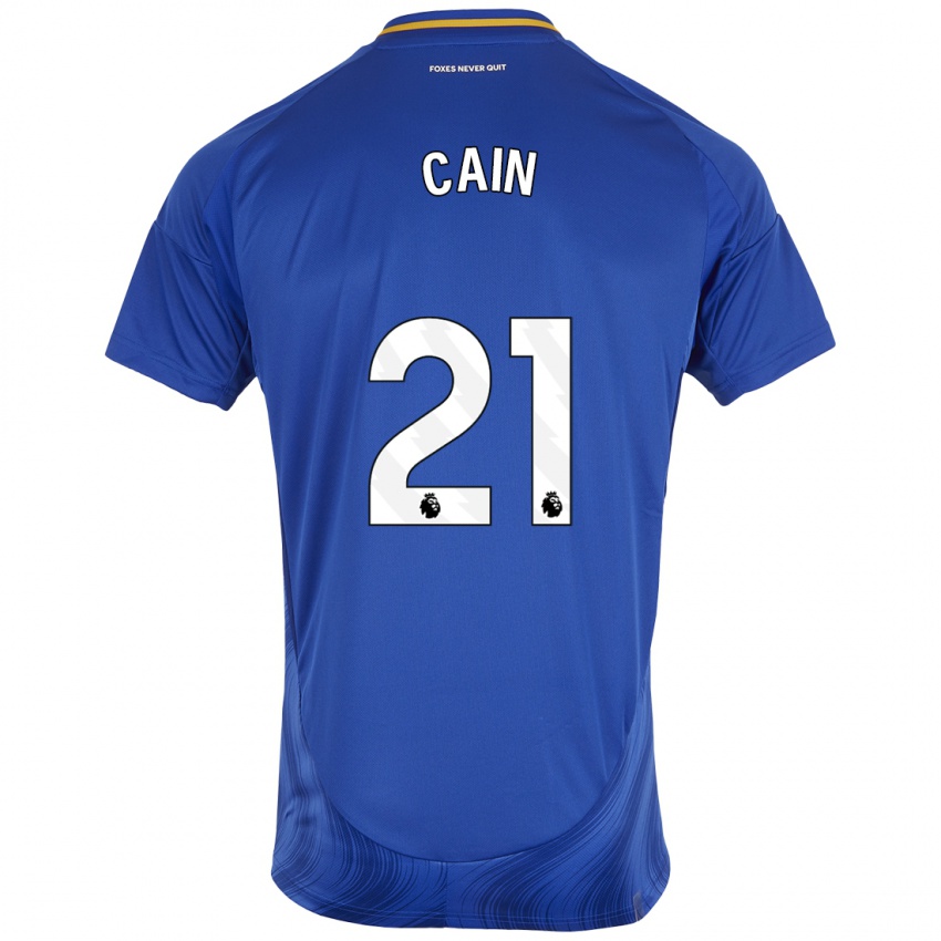 Niño Camiseta Hannah Cain #21 Azul Blanco 1ª Equipación 2024/25 La Camisa Argentina