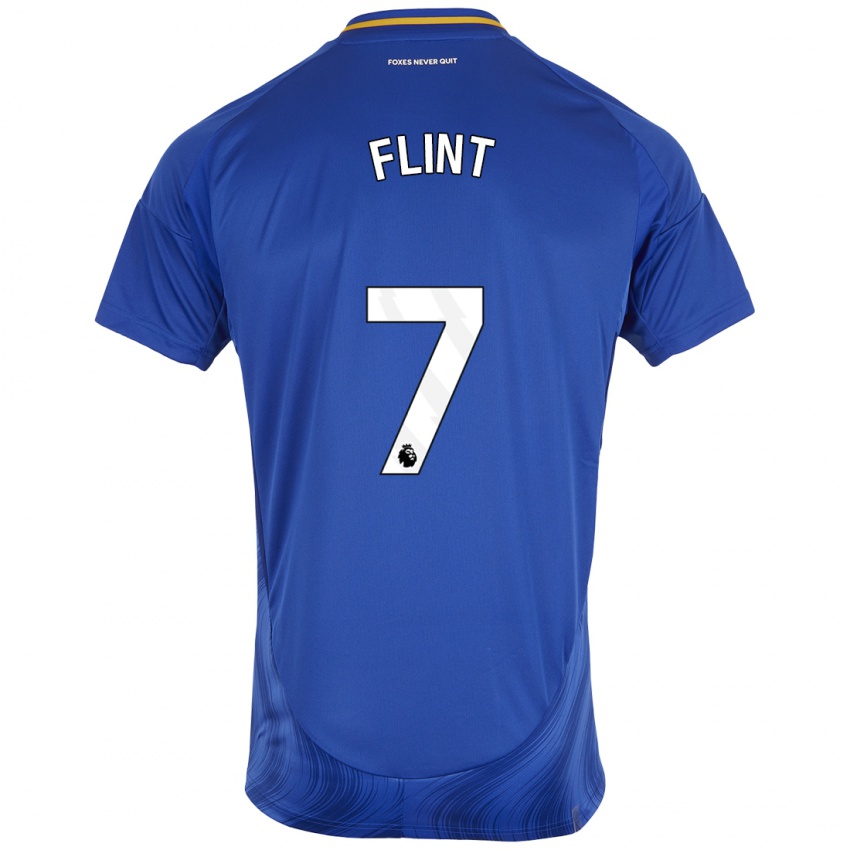 Niño Camiseta Natasha Flint #7 Azul Blanco 1ª Equipación 2024/25 La Camisa Argentina