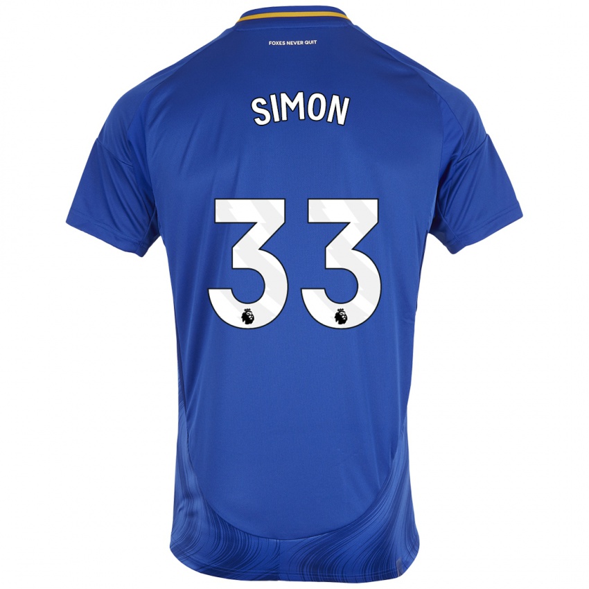 Niño Camiseta Erin Simon #33 Azul Blanco 1ª Equipación 2024/25 La Camisa Argentina