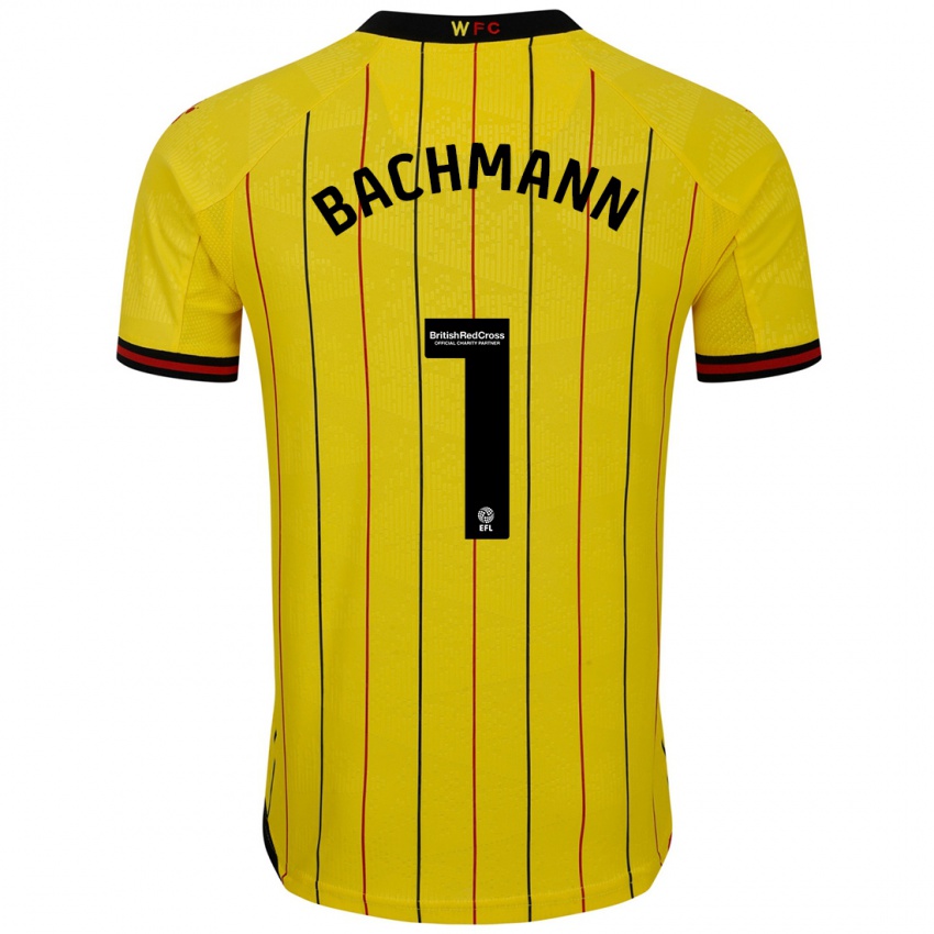 Niño Camiseta Daniel Bachmann #1 Amarillo Negro 1ª Equipación 2024/25 La Camisa Argentina