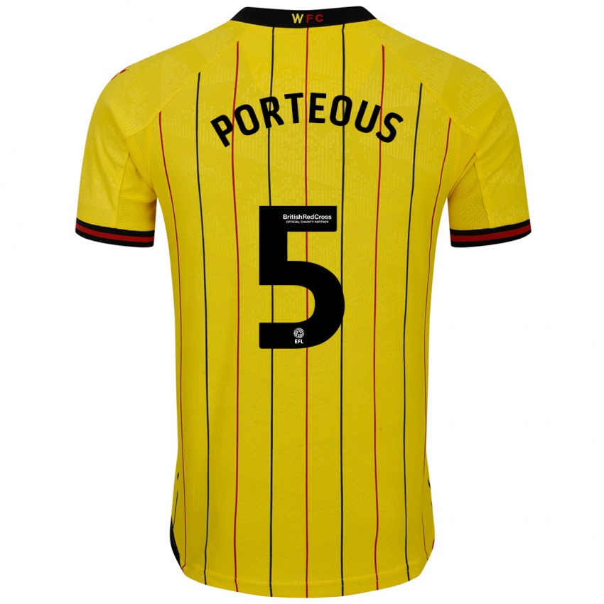 Niño Camiseta Ryan Porteous #5 Amarillo Negro 1ª Equipación 2024/25 La Camisa Argentina