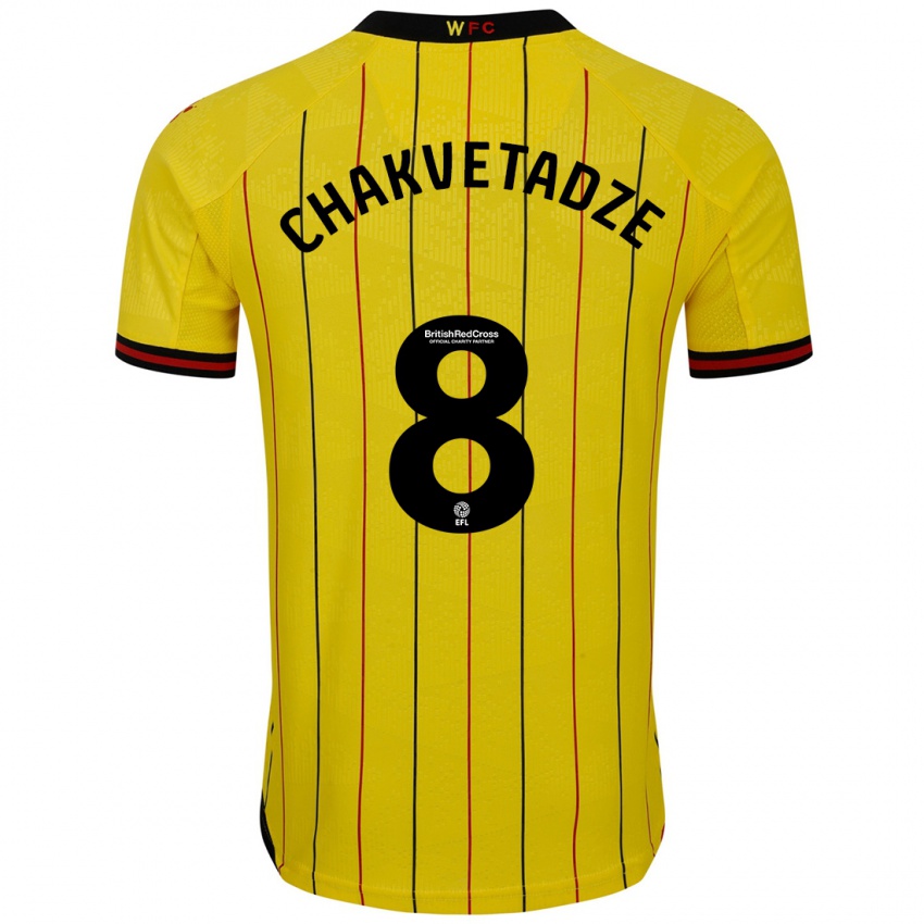 Niño Camiseta Giorgi Chakvetadze #8 Amarillo Negro 1ª Equipación 2024/25 La Camisa Argentina