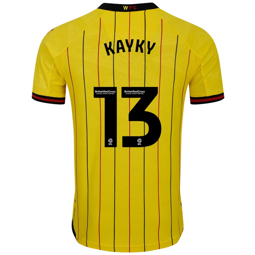 Niño Camiseta Kayky Almeida #13 Amarillo Negro 1ª Equipación 2024/25 La Camisa Argentina