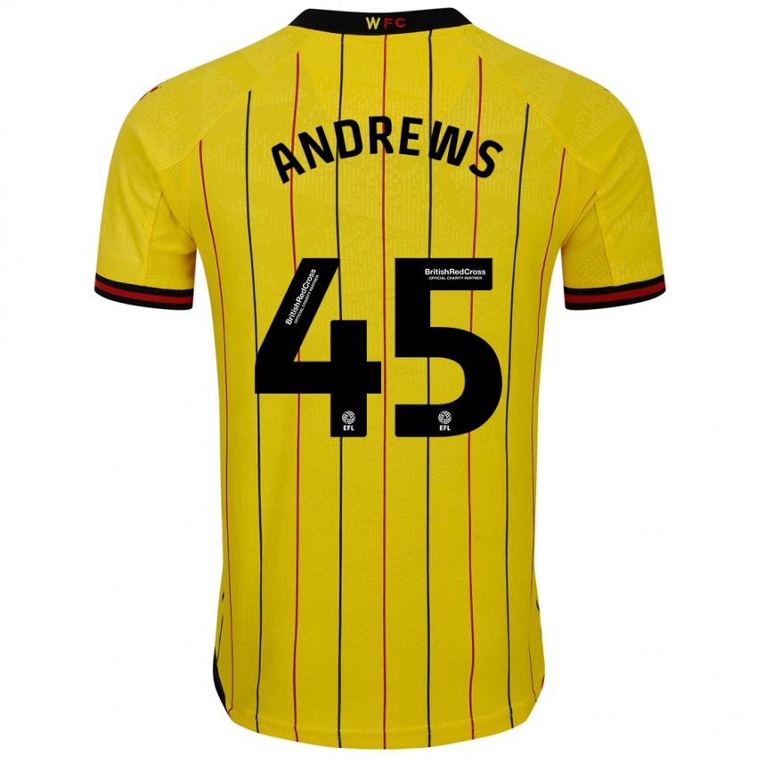 Niño Camiseta Ryan Andrews #45 Amarillo Negro 1ª Equipación 2024/25 La Camisa Argentina