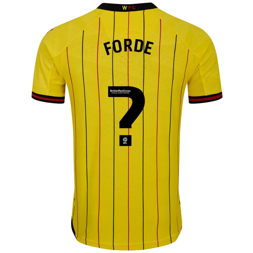 Niño Camiseta Shaqai Forde #0 Amarillo Negro 1ª Equipación 2024/25 La Camisa Argentina