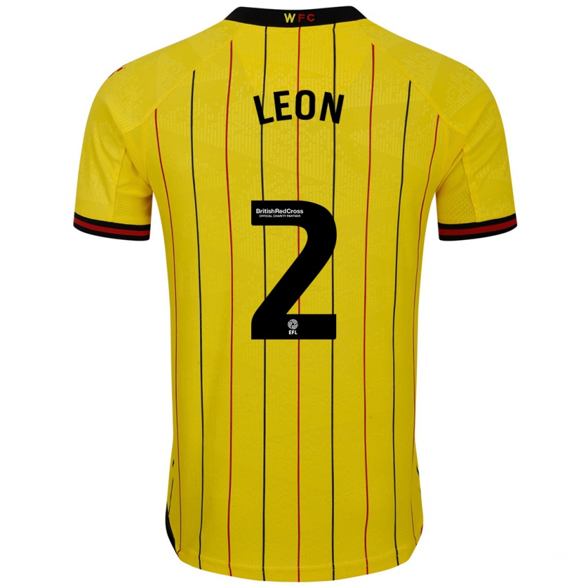 Niño Camiseta Lucía León #2 Amarillo Negro 1ª Equipación 2024/25 La Camisa Argentina