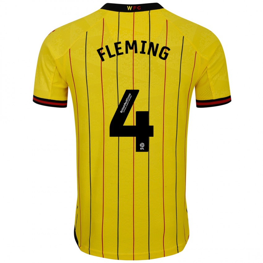 Niño Camiseta Charlotte Fleming #4 Amarillo Negro 1ª Equipación 2024/25 La Camisa Argentina