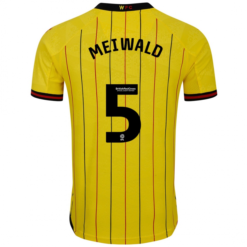 Niño Camiseta Anne Meiwald #5 Amarillo Negro 1ª Equipación 2024/25 La Camisa Argentina