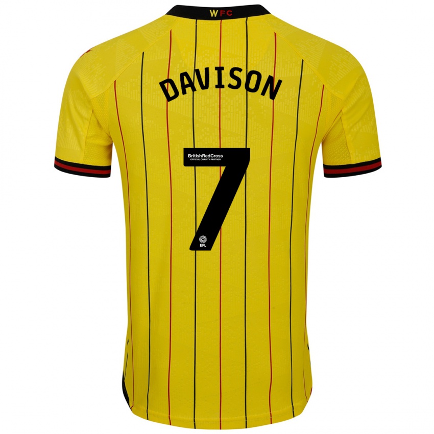 Niño Camiseta Gemma Davison #7 Amarillo Negro 1ª Equipación 2024/25 La Camisa Argentina