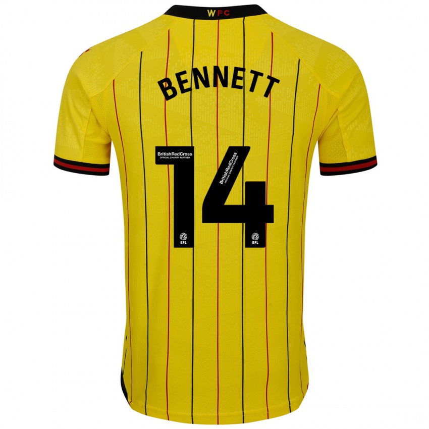 Niño Camiseta Harley Bennett #14 Amarillo Negro 1ª Equipación 2024/25 La Camisa Argentina