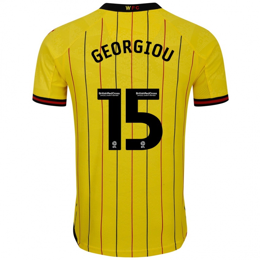 Niño Camiseta Andria Georgiou #15 Amarillo Negro 1ª Equipación 2024/25 La Camisa Argentina