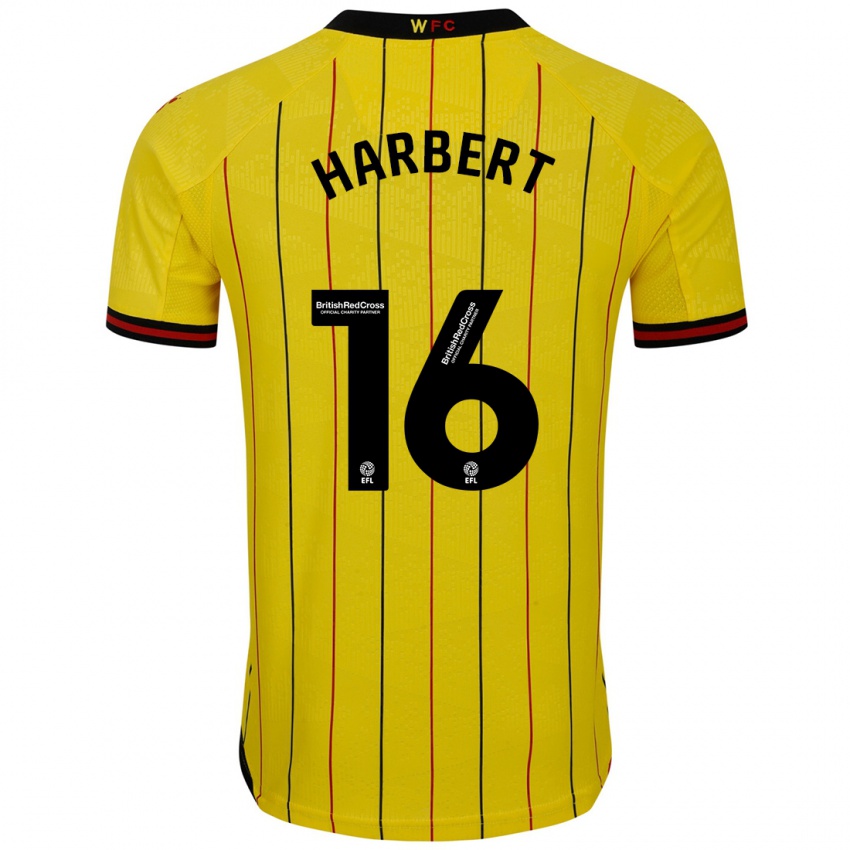 Niño Camiseta Laila Harbert #16 Amarillo Negro 1ª Equipación 2024/25 La Camisa Argentina