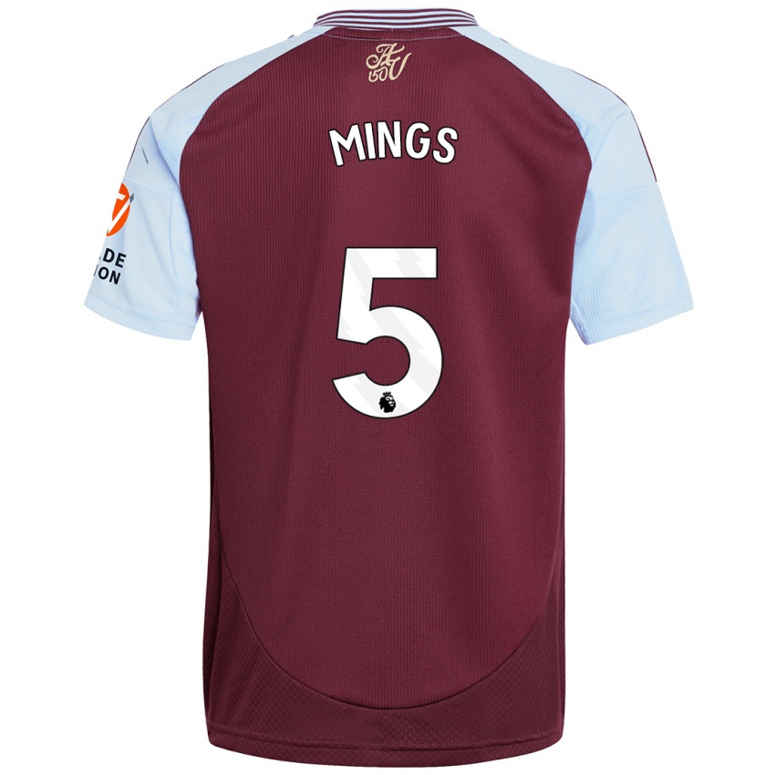 Niño Camiseta Tyrone Mings #5 Borgoña Azul Cielo 1ª Equipación 2024/25 La Camisa Argentina