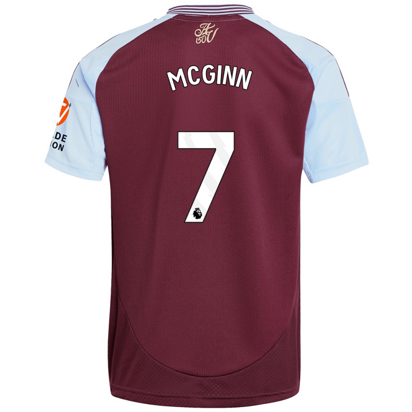 Niño Camiseta John Mcginn #7 Borgoña Azul Cielo 1ª Equipación 2024/25 La Camisa Argentina