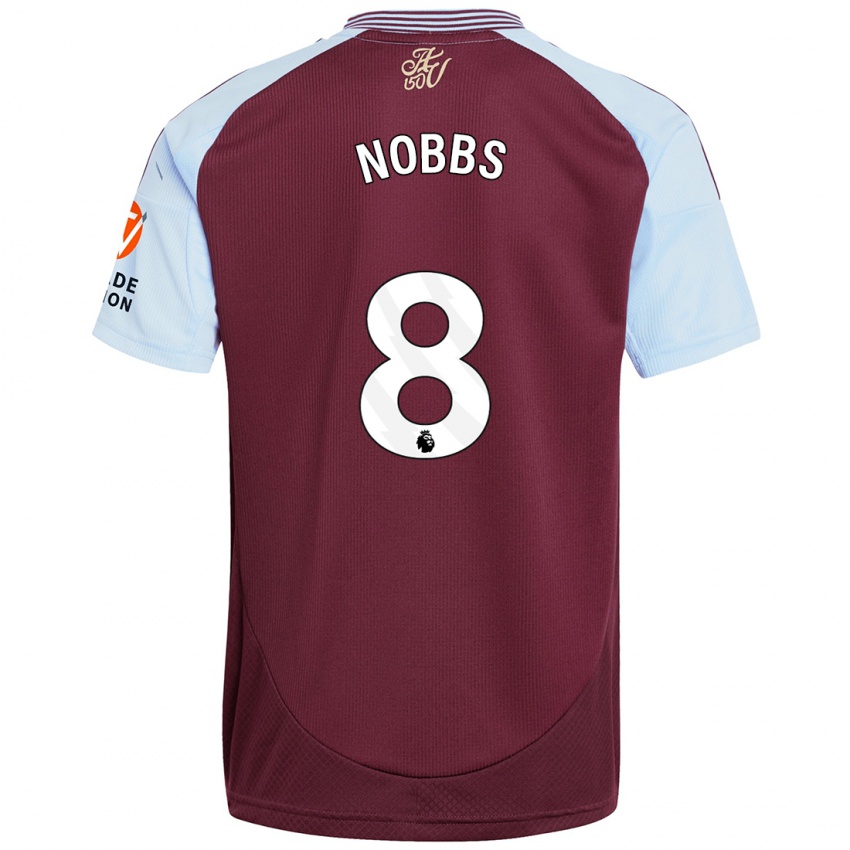 Niño Camiseta Jordan Nobbs #8 Borgoña Azul Cielo 1ª Equipación 2024/25 La Camisa Argentina