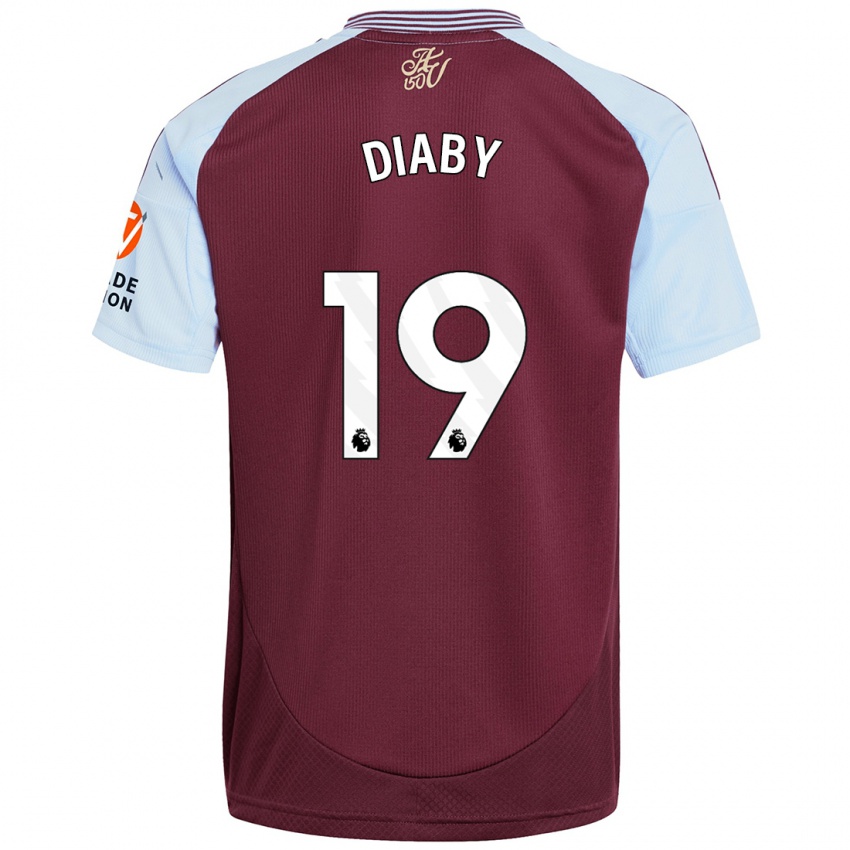 Niño Camiseta Moussa Diaby #19 Borgoña Azul Cielo 1ª Equipación 2024/25 La Camisa Argentina