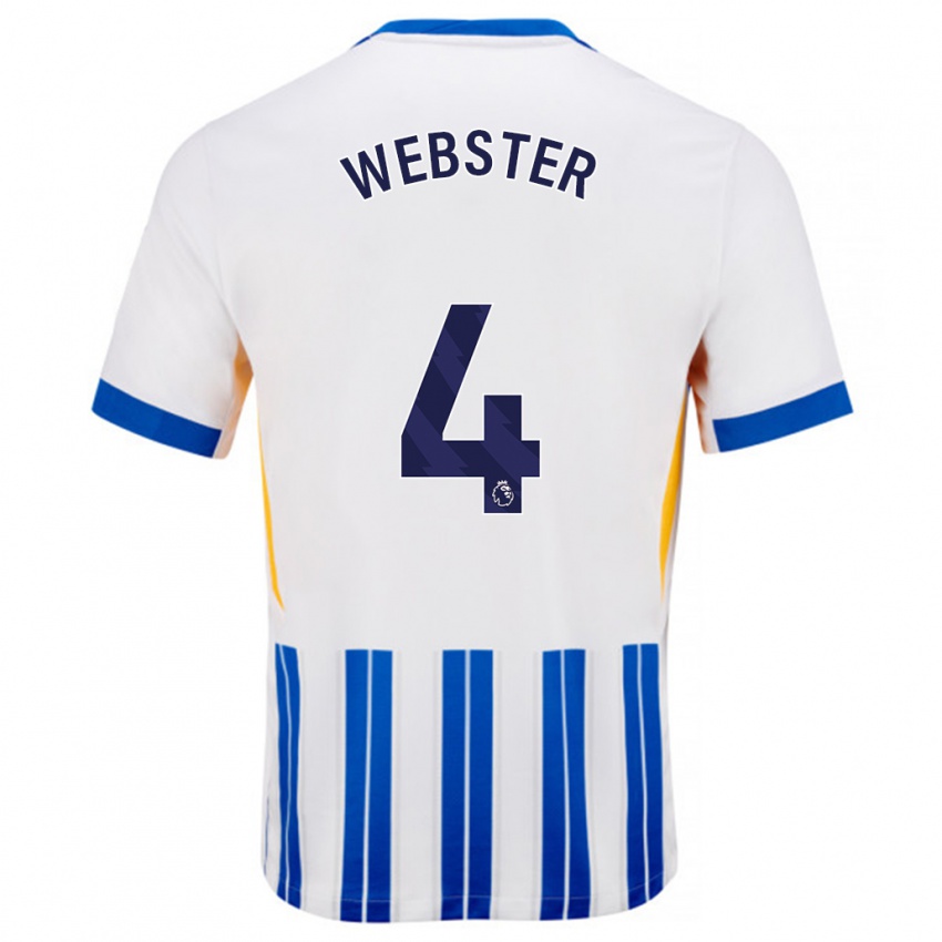 Niño Camiseta Adam Webster #4 Blanco Azul Rayas 1ª Equipación 2024/25 La Camisa Argentina