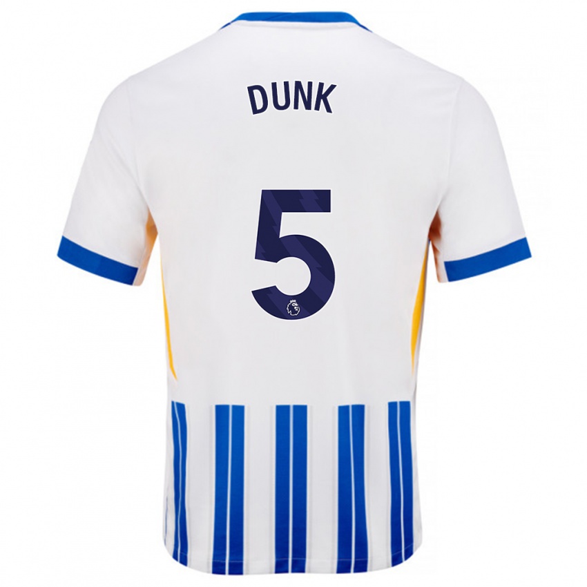 Niño Camiseta Lewis Dunk #5 Blanco Azul Rayas 1ª Equipación 2024/25 La Camisa Argentina