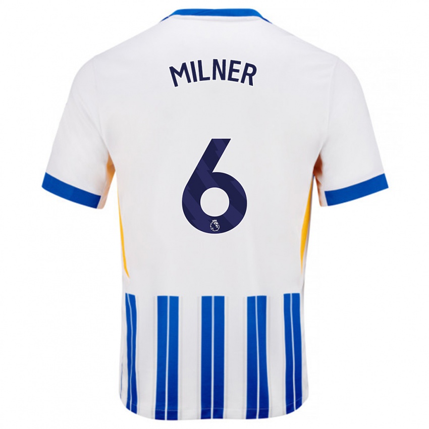 Niño Camiseta James Milner #6 Blanco Azul Rayas 1ª Equipación 2024/25 La Camisa Argentina