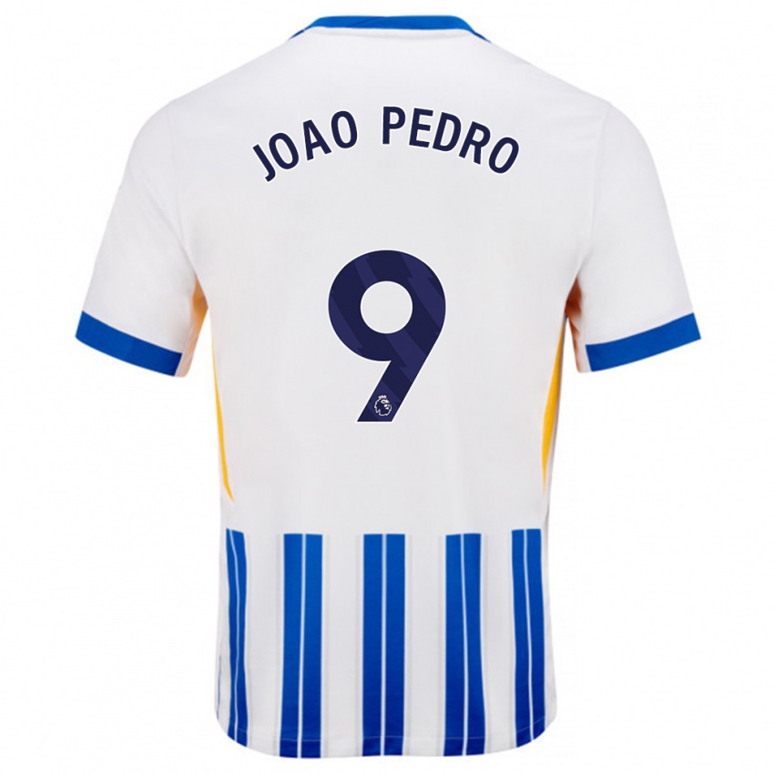 Niño Camiseta João Pedro #9 Blanco Azul Rayas 1ª Equipación 2024/25 La Camisa Argentina