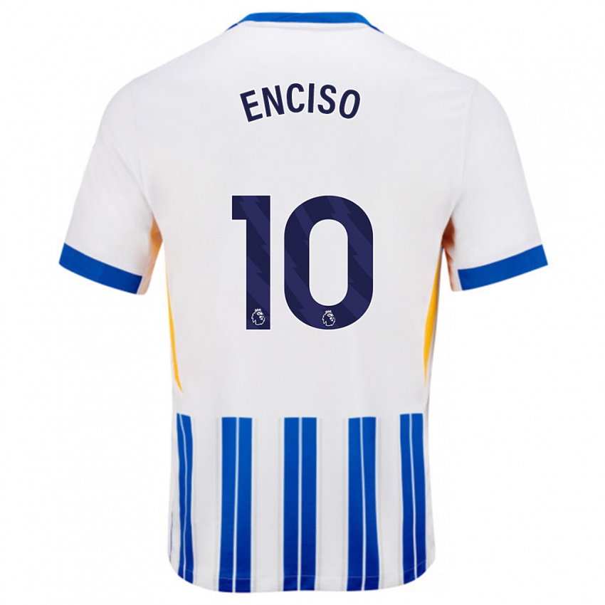 Niño Camiseta Julio Enciso #10 Blanco Azul Rayas 1ª Equipación 2024/25 La Camisa Argentina