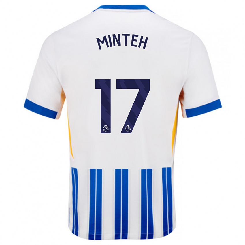 Niño Camiseta Yankuba Minteh #17 Blanco Azul Rayas 1ª Equipación 2024/25 La Camisa Argentina