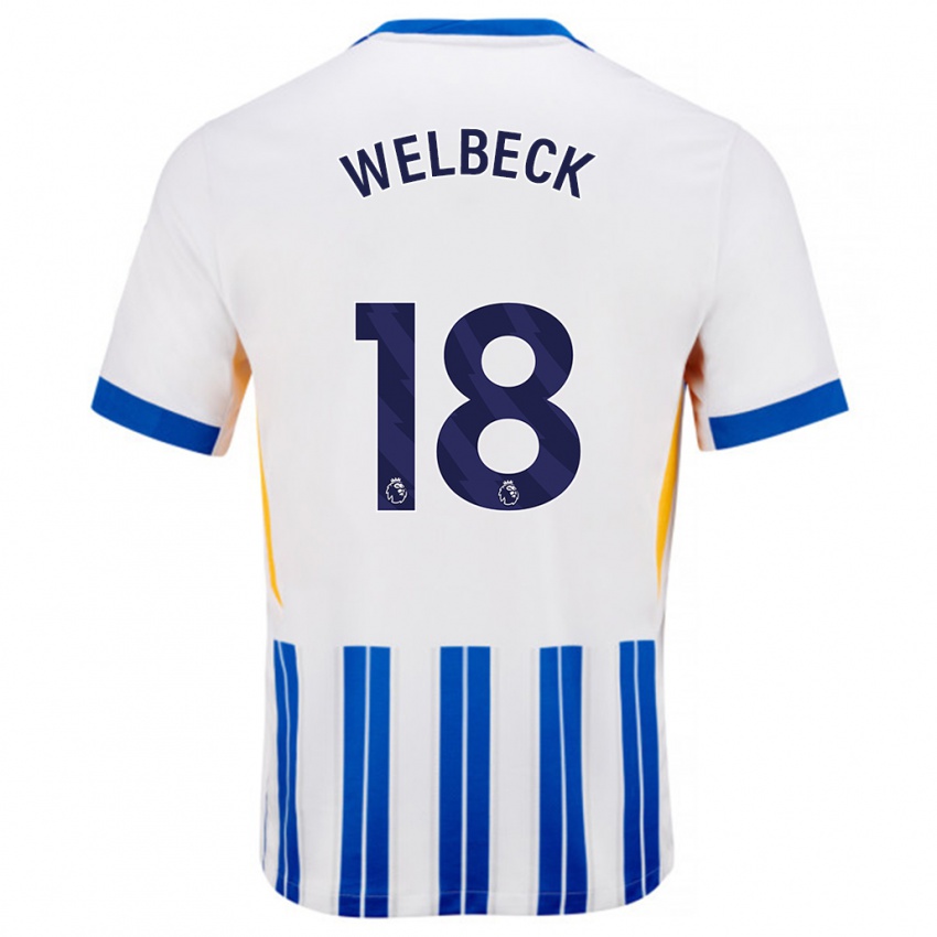 Niño Camiseta Danny Welbeck #18 Blanco Azul Rayas 1ª Equipación 2024/25 La Camisa Argentina