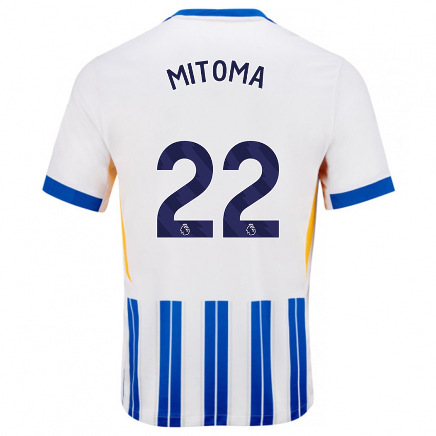 Niño Camiseta Kaoru Mitoma #22 Blanco Azul Rayas 1ª Equipación 2024/25 La Camisa Argentina