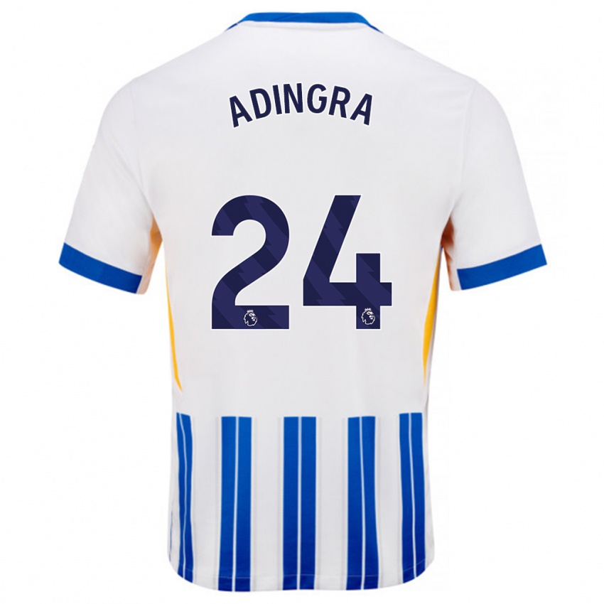 Niño Camiseta Simon Adingra #24 Blanco Azul Rayas 1ª Equipación 2024/25 La Camisa Argentina