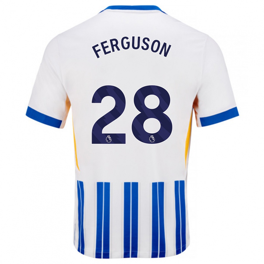 Niño Camiseta Evan Ferguson #28 Blanco Azul Rayas 1ª Equipación 2024/25 La Camisa Argentina