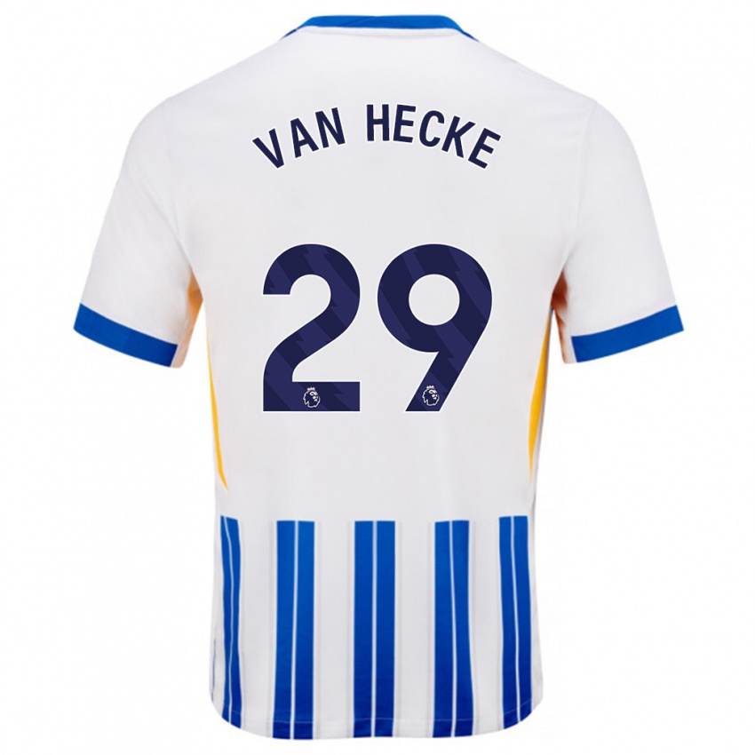 Niño Camiseta Jan Paul Van Hecke #29 Blanco Azul Rayas 1ª Equipación 2024/25 La Camisa Argentina