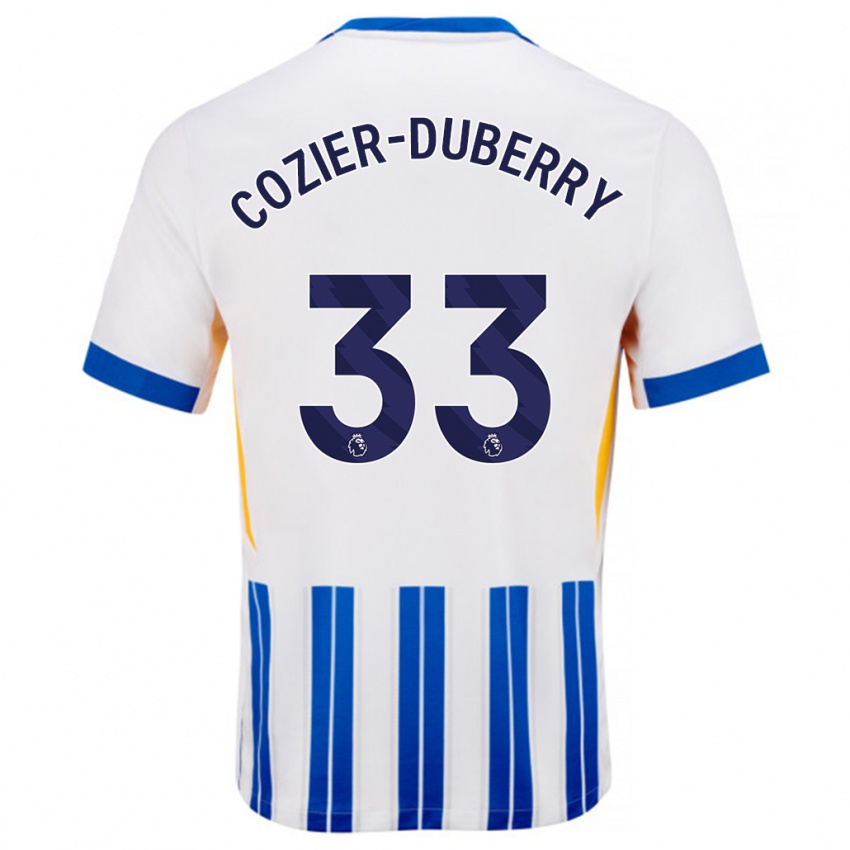 Niño Camiseta Amario Cozier-Duberry #33 Blanco Azul Rayas 1ª Equipación 2024/25 La Camisa Argentina