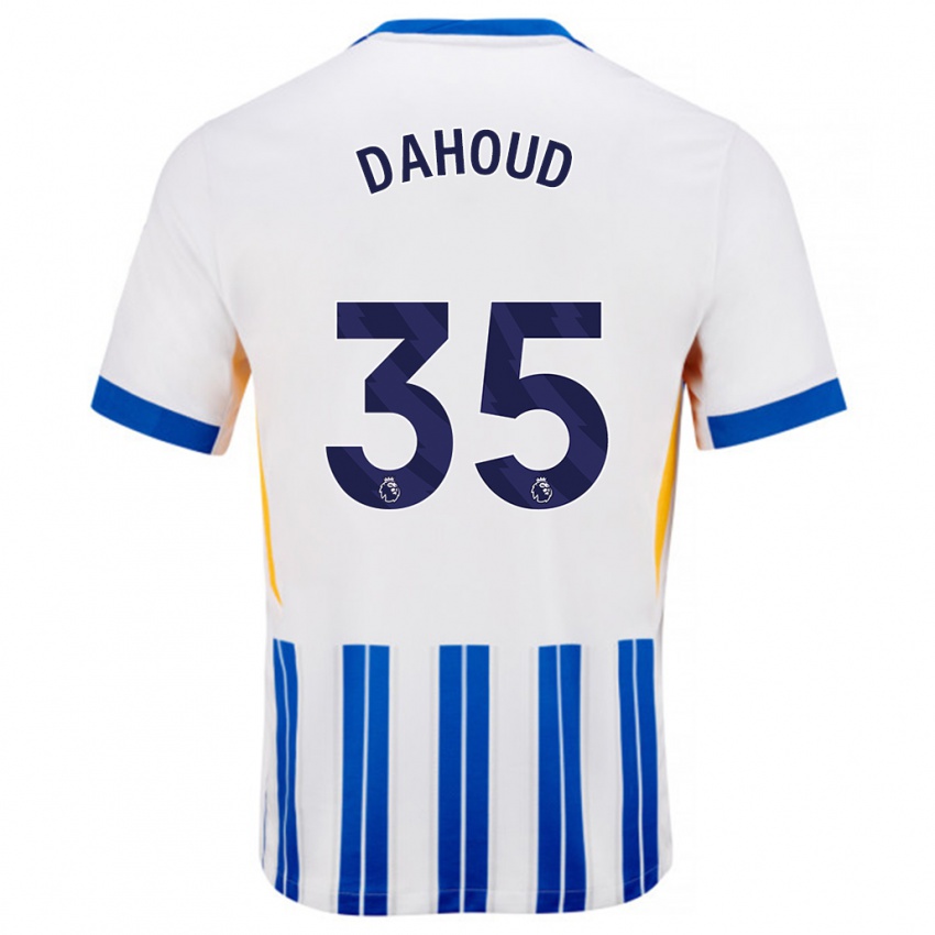 Niño Camiseta Mahmoud Dahoud #35 Blanco Azul Rayas 1ª Equipación 2024/25 La Camisa Argentina