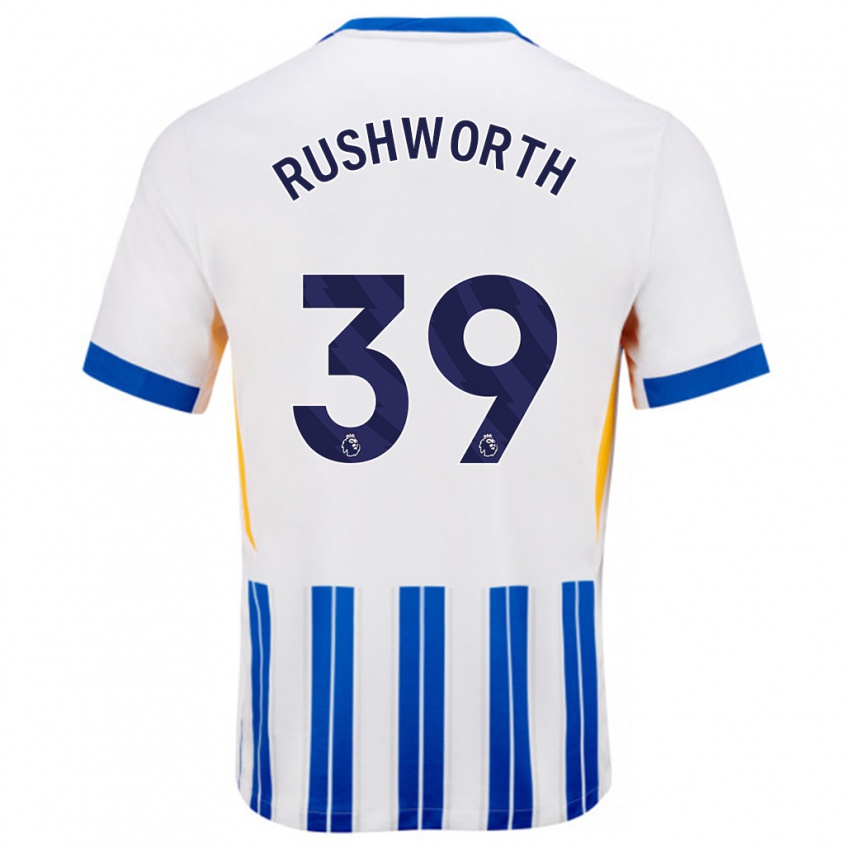 Niño Camiseta Carl Rushworth #39 Blanco Azul Rayas 1ª Equipación 2024/25 La Camisa Argentina