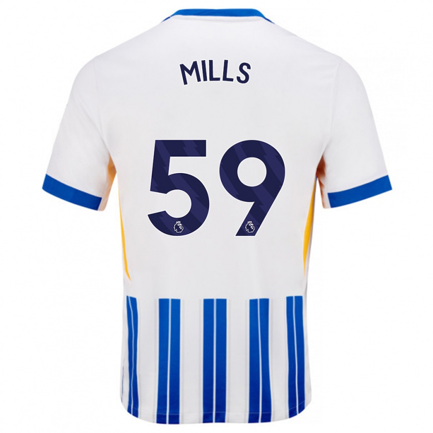 Niño Camiseta Harry Mills #59 Blanco Azul Rayas 1ª Equipación 2024/25 La Camisa Argentina