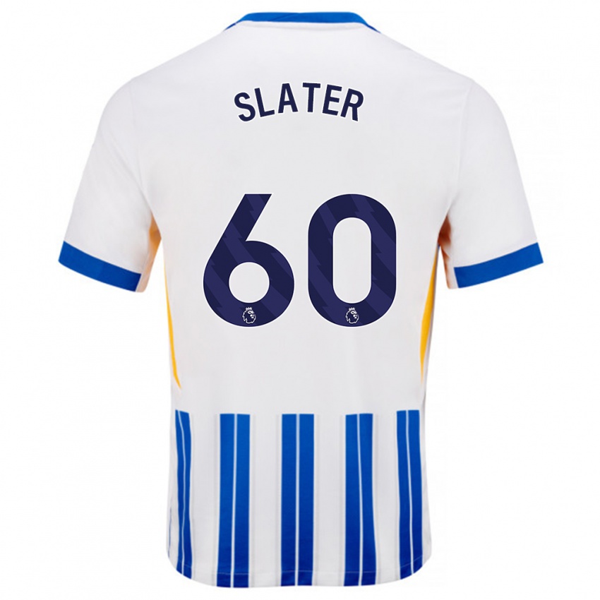 Niño Camiseta Jacob Slater #60 Blanco Azul Rayas 1ª Equipación 2024/25 La Camisa Argentina