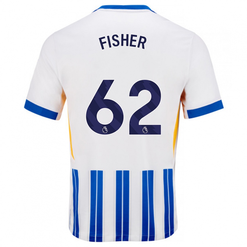 Niño Camiseta Hugo Fisher #62 Blanco Azul Rayas 1ª Equipación 2024/25 La Camisa Argentina