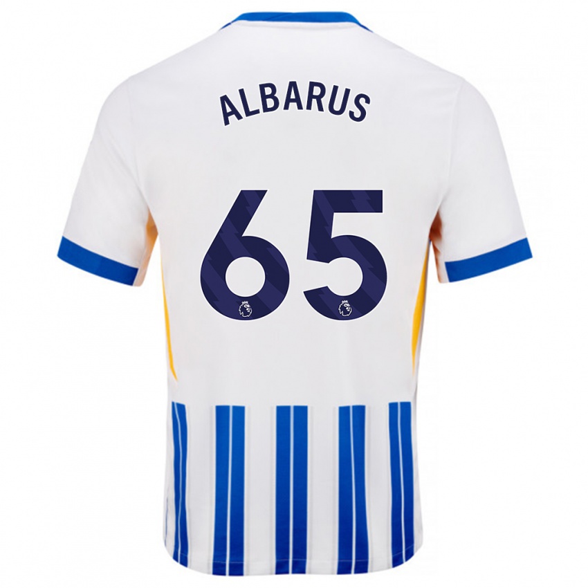 Niño Camiseta Zane Albarus #65 Blanco Azul Rayas 1ª Equipación 2024/25 La Camisa Argentina