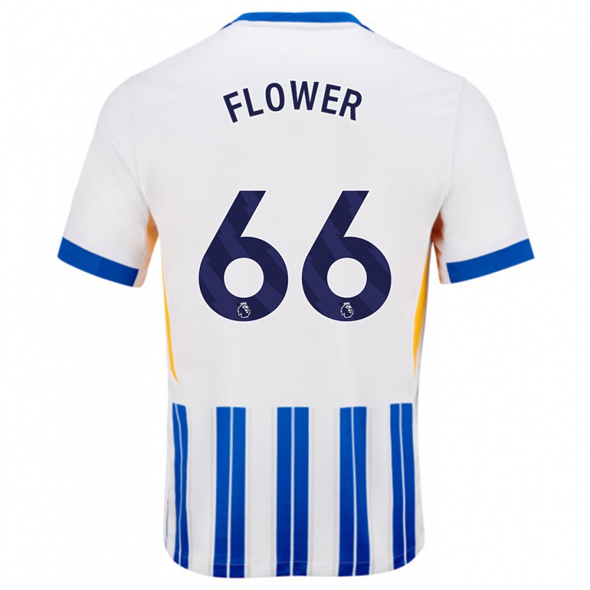 Niño Camiseta Louis Flower #66 Blanco Azul Rayas 1ª Equipación 2024/25 La Camisa Argentina