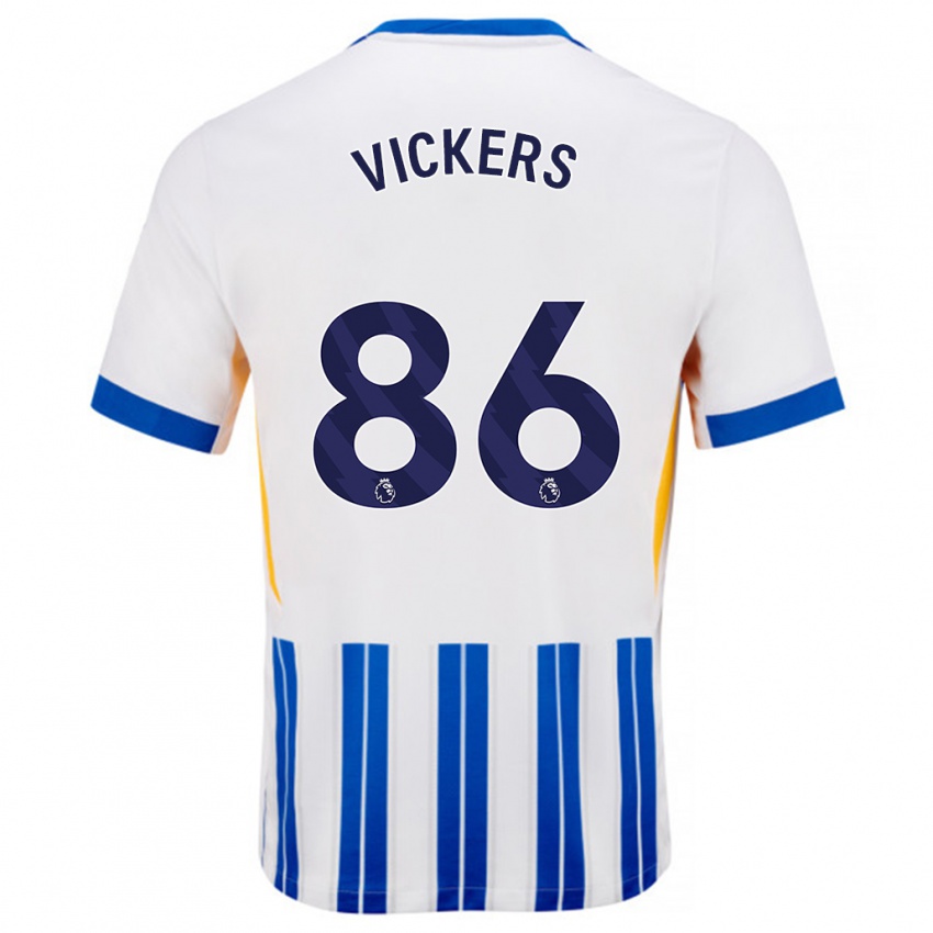 Niño Camiseta Jacob Vickers #86 Blanco Azul Rayas 1ª Equipación 2024/25 La Camisa Argentina