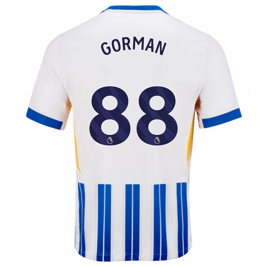 Niño Camiseta Ronnie Gorman #88 Blanco Azul Rayas 1ª Equipación 2024/25 La Camisa Argentina