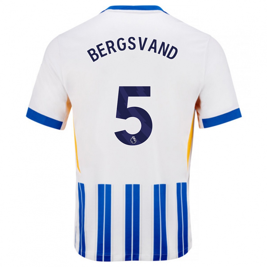 Niño Camiseta Guro Bergsvand #5 Blanco Azul Rayas 1ª Equipación 2024/25 La Camisa Argentina