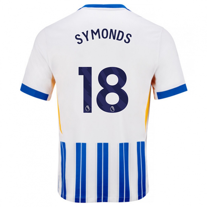 Niño Camiseta Maisie Symonds #18 Blanco Azul Rayas 1ª Equipación 2024/25 La Camisa Argentina