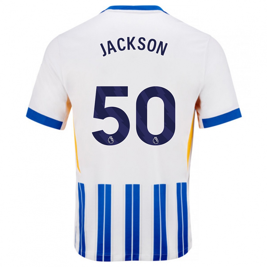 Niño Camiseta Ben Jackson #50 Blanco Azul Rayas 1ª Equipación 2024/25 La Camisa Argentina