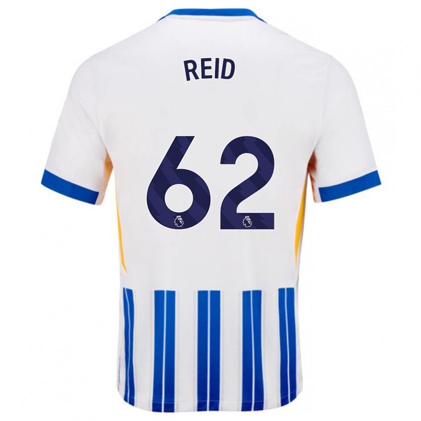 Niño Camiseta Tommy Reid #62 Blanco Azul Rayas 1ª Equipación 2024/25 La Camisa Argentina