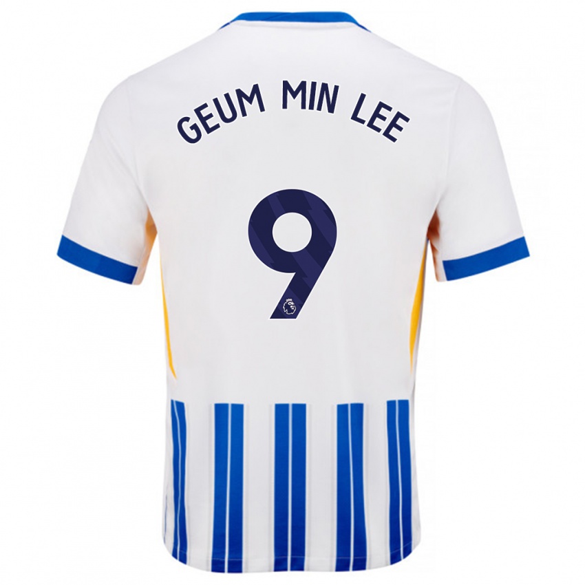 Niño Camiseta Lee Geum-Min #9 Blanco Azul Rayas 1ª Equipación 2024/25 La Camisa Argentina